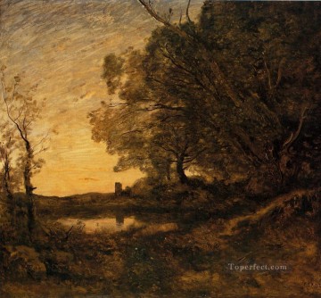 夕暮れ 遠い塔の外光 ロマン主義 ジャン・バティスト・カミーユ・コロー Oil Paintings